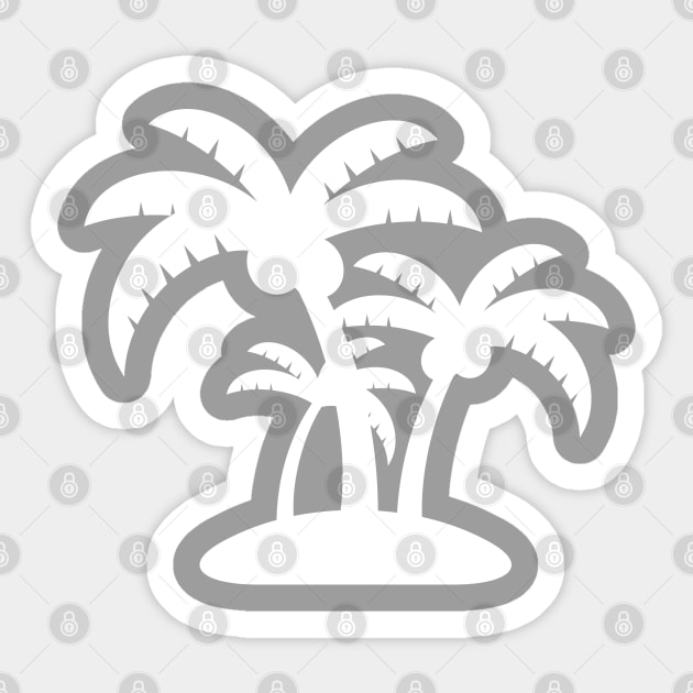 White Coconut Tree Summer Tropic Design on Gray Sticker by Syressence